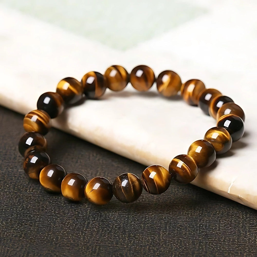 THE MEN THING Bead Bracelet TIGORA TIGERS EYE - 12mm Beads Bracelet with Natural Stone - Adjustable Bracelet