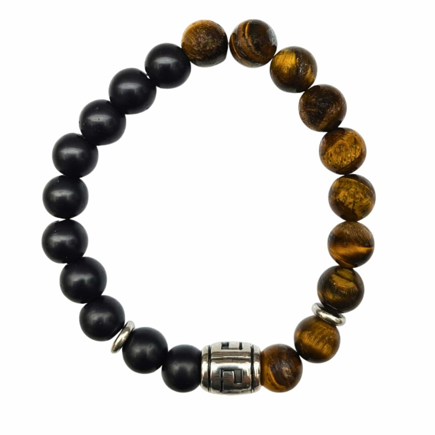 THE MEN THING Bead Bracelet TIGRANE - 12mm Beads Bracelet with Natural Stone - Adjustable Bracelet