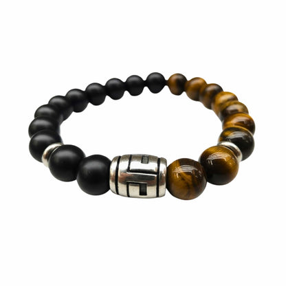 THE MEN THING Bead Bracelet TIGRANE - 12mm Beads Bracelet with Natural Stone - Adjustable Bracelet