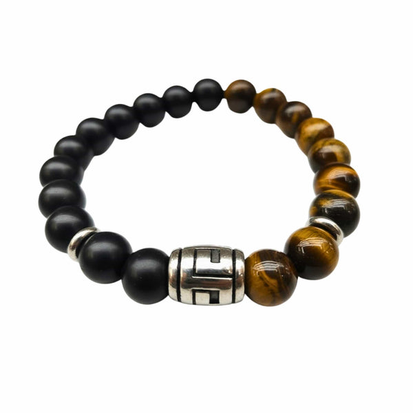 TIGRANE - 12mm Beads Bracelet with Natural Stone - Adjustable Bracelet