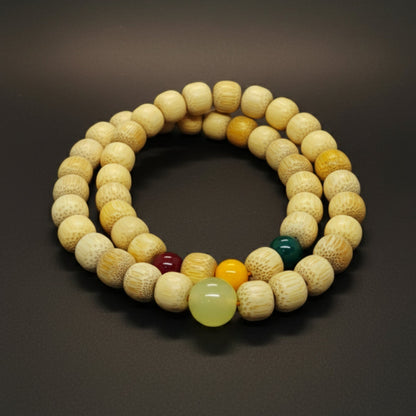 THE MEN THING Bead Bracelet TRANQUIL AURA  - 10mm Wooden Beads Bracelet with Natural Stone - Adjustable Bracelet