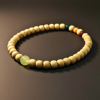 THE MEN THING Bead Bracelet TRANQUIL AURA  - 10mm Wooden Beads Bracelet with Natural Stone - Adjustable Bracelet