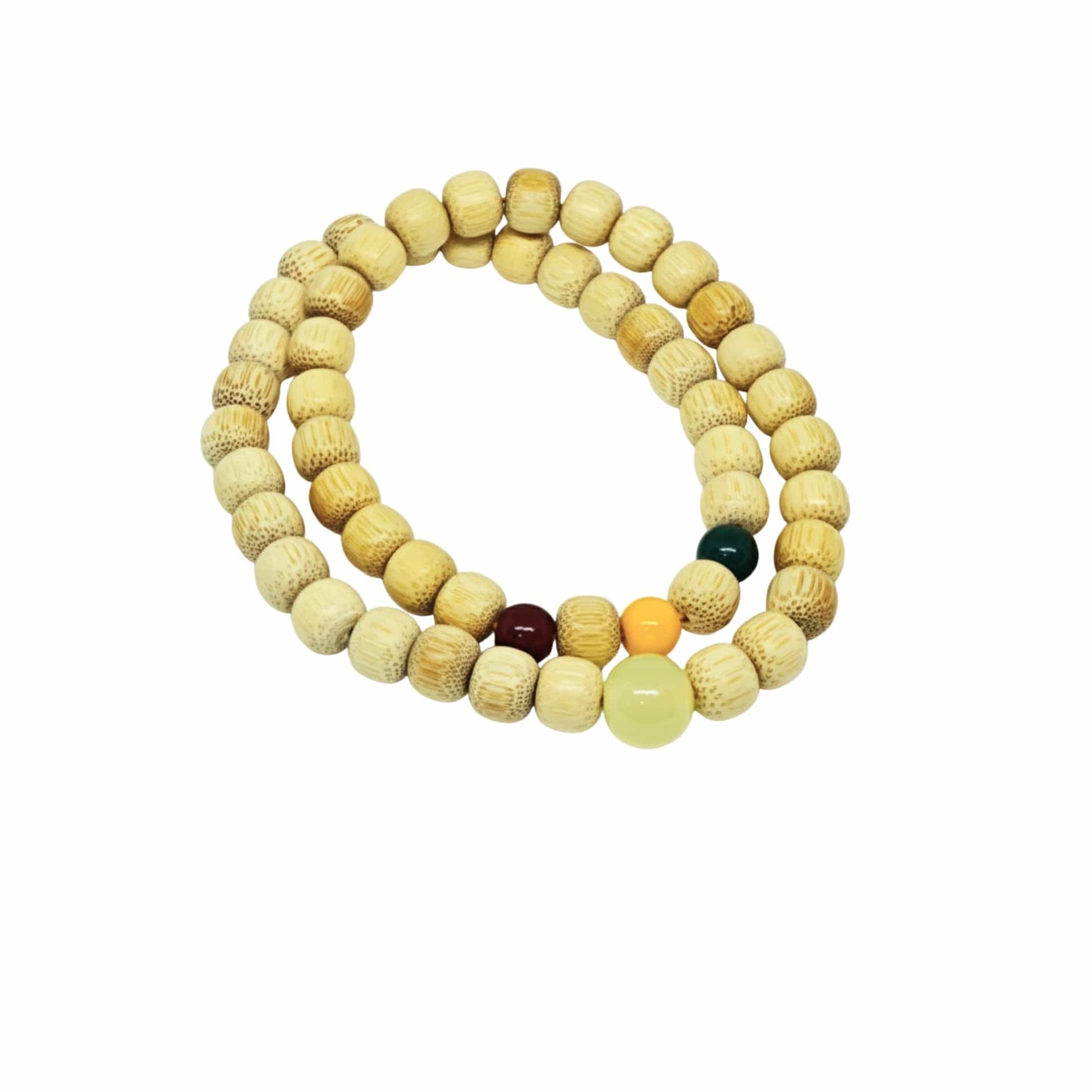 THE MEN THING Bead Bracelet TRANQUIL AURA  - 10mm Wooden Beads Bracelet with Natural Stone - Adjustable Bracelet