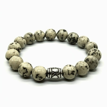 THE MEN THING Bead Bracelet TRANQUIL TERRA - 12mm Beads Bracelet with Natural Stone - Adjustable Bracelet