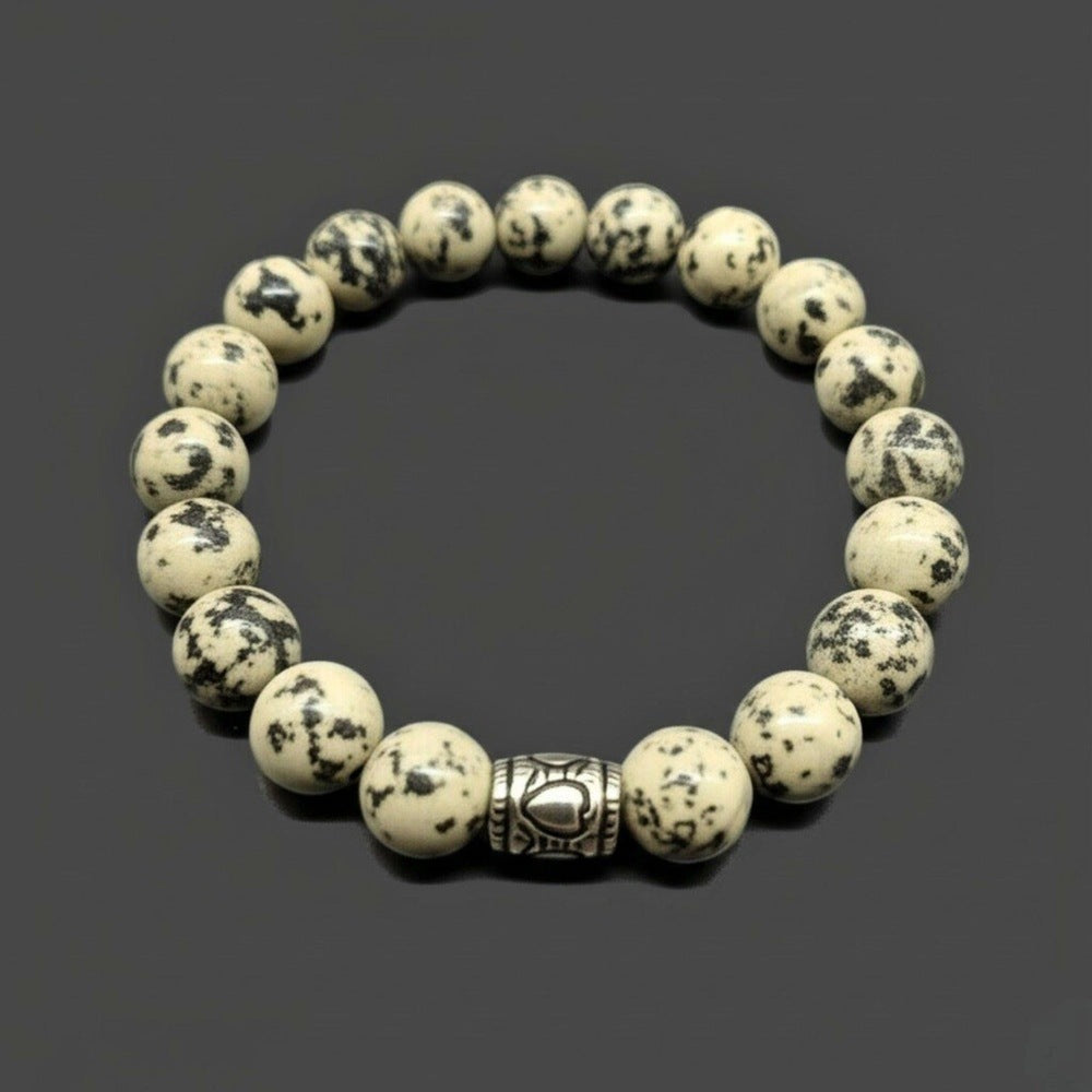 THE MEN THING Bead Bracelet TRANQUIL TERRA - 12mm Beads Bracelet with Natural Stone - Adjustable Bracelet