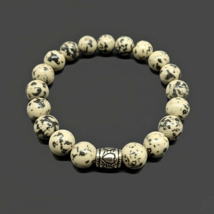 THE MEN THING Bead Bracelet TRANQUIL TERRA - 12mm Beads Bracelet with Natural Stone - Adjustable Bracelet