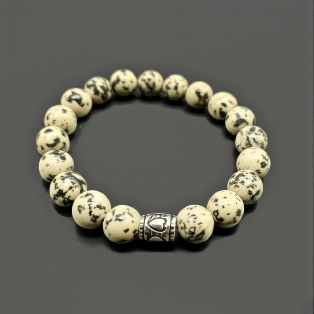 THE MEN THING Bead Bracelet TRANQUIL TERRA - 12mm Beads Bracelet with Natural Stone - Adjustable Bracelet