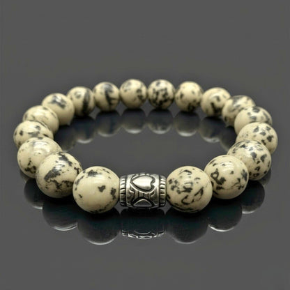 THE MEN THING Bead Bracelet TRANQUIL TERRA - 12mm Beads Bracelet with Natural Stone - Adjustable Bracelet