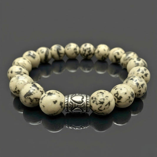 THE MEN THING Bead Bracelet TRANQUIL TERRA - 12mm Beads Bracelet with Natural Stone - Adjustable Bracelet