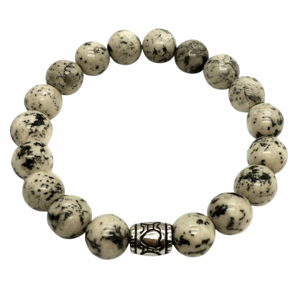 THE MEN THING Bead Bracelet TRANQUIL TERRA - 12mm Beads Bracelet with Natural Stone - Adjustable Bracelet