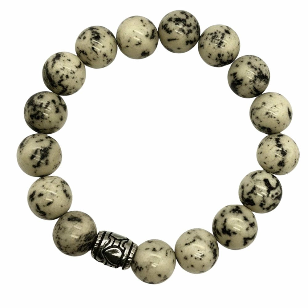 THE MEN THING Bead Bracelet TRANQUIL TERRA - 12mm Beads Bracelet with Natural Stone - Adjustable Bracelet