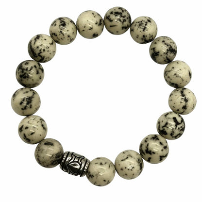 THE MEN THING Bead Bracelet TRANQUIL TERRA - 12mm Beads Bracelet with Natural Stone - Adjustable Bracelet