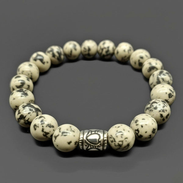 TRANQUIL TERRA - 12mm Beads Bracelet with Natural Stone - Adjustable Bracelet