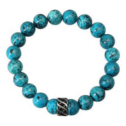The Men Thing Bead Bracelet TURQUOISE AQUA - 12mm Beads Bracelet with Natural Stone - Adjustable Bracelet