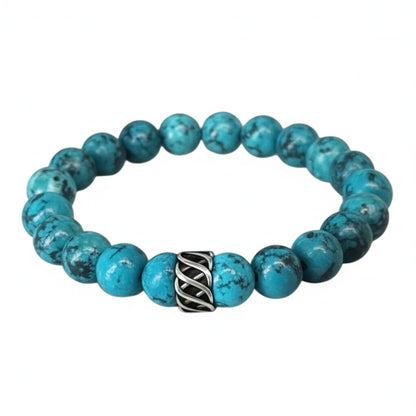 The Men Thing Bead Bracelet TURQUOISE AQUA - 12mm Beads Bracelet with Natural Stone - Adjustable Bracelet