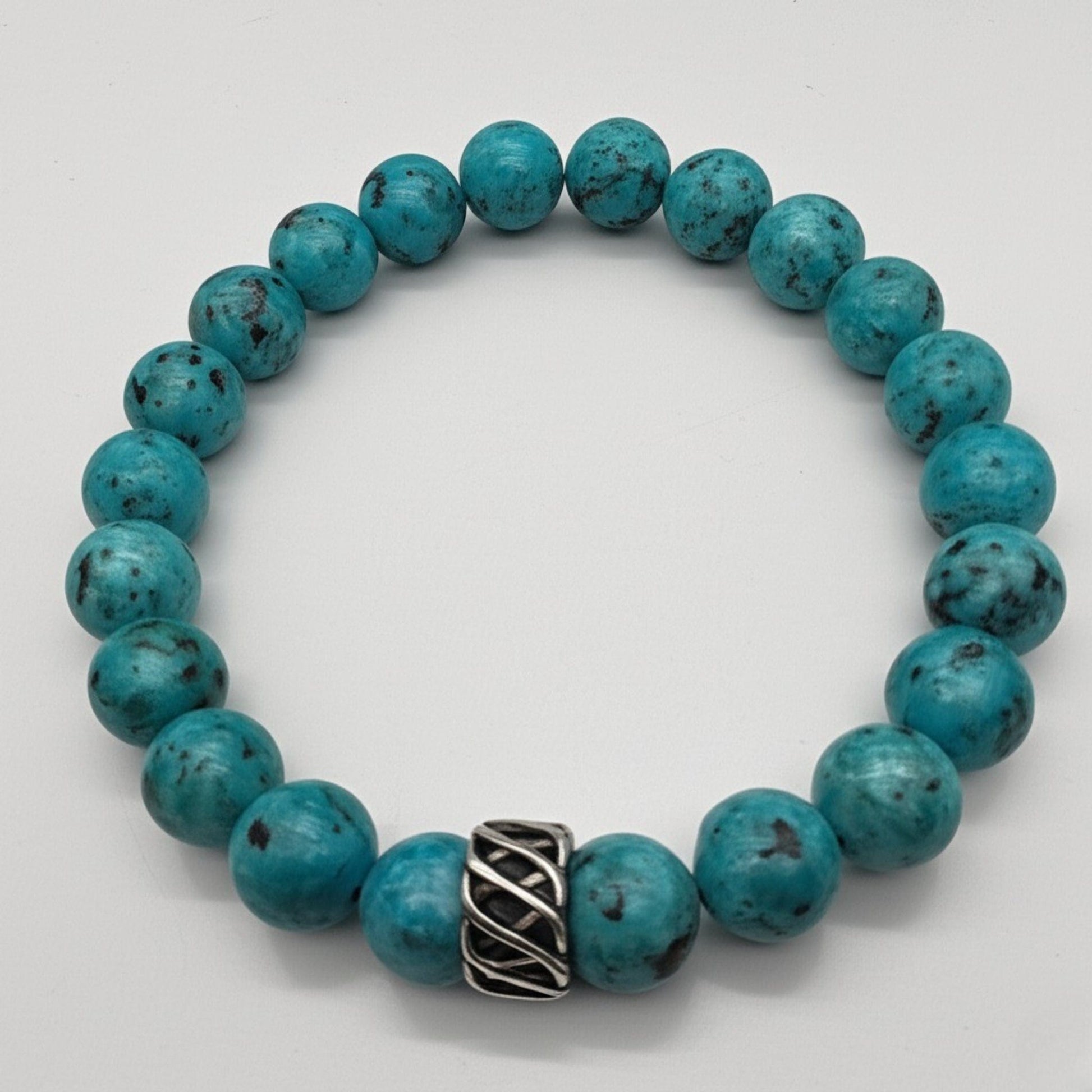 The Men Thing Bead Bracelet TURQUOISE AQUA - 12mm Beads Bracelet with Natural Stone - Adjustable Bracelet