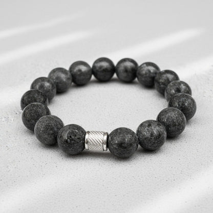 THE MEN THING Bead Bracelet VEYNOR - 12mm Beads Bracelet with Natural Stone - Adjustable Bracelet
