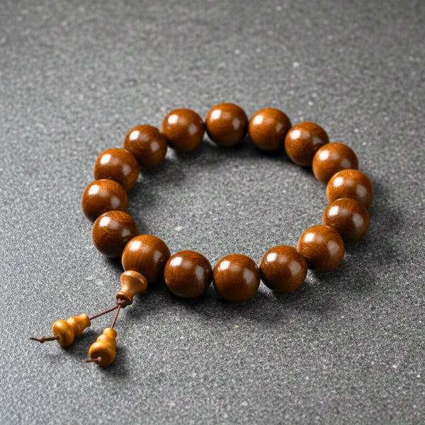 WALDOR - 21mm Wooden Beads Bracelet with Natural Stone - Adjustable Bracelet
