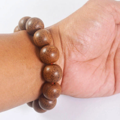 THE MEN THING Bead Bracelet WOODREALM - 12mm Beads Bracelet with Natural Stone - Adjustable Bracelet