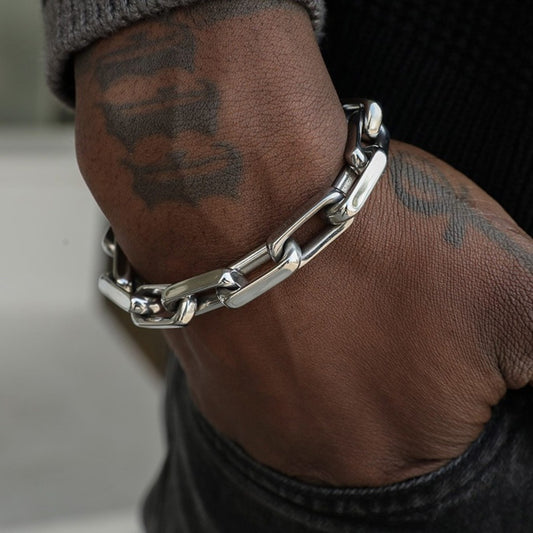 THE MEN THING Bead Bracelets CIRCLELINK - 11mm Stainless Steel , 6.5 to 8 inch Toggle Clasp Bracelet for Men & Boys