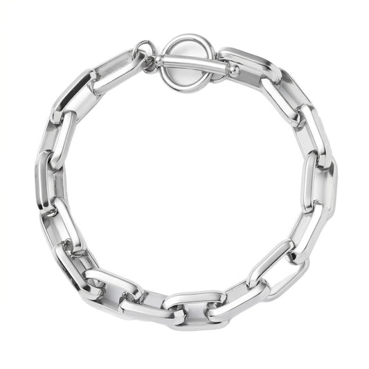 THE MEN THING Bead Bracelets CIRCLELINK - 11mm Stainless Steel , 6.5 to 8 inch Toggle Clasp Bracelet for Men & Boys
