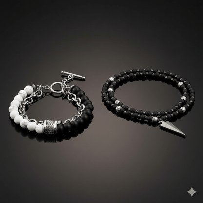 THE MEN THING Bead Bracelets COMBO – Arrow Necklace & Money Magnet Chakra Bracelet for Men's