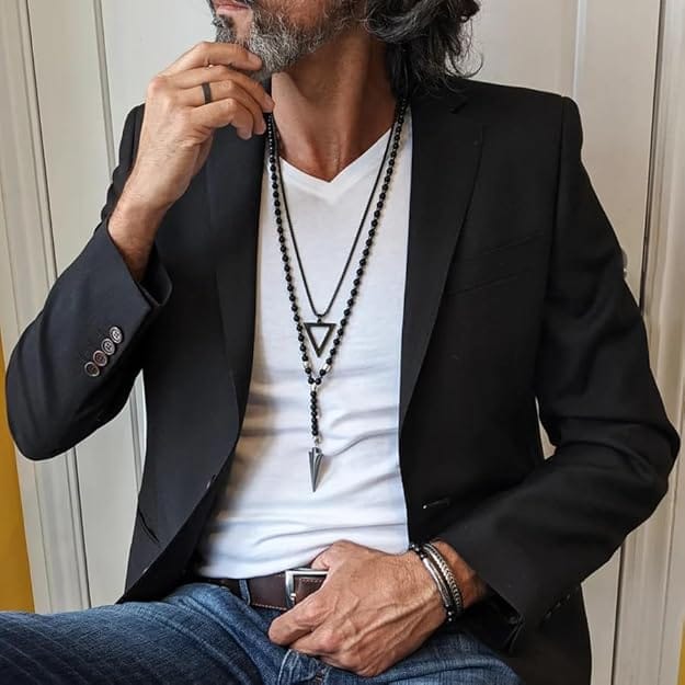 THE MEN THING Bead Bracelets COMBO – Arrow Necklace & Money Magnet Chakra Bracelet for Men's