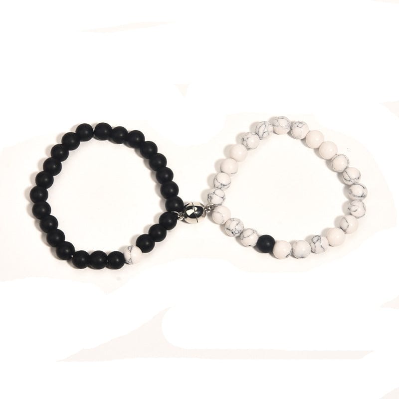 THE MEN THING Bead Bracelets DUAL HEARTS HARMONY - Beads Bracelet with Natural Stone - Adjustable Bracelet for Men & Boys