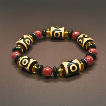 THE MEN THING Bead Bracelets INFERNO TOTEM - 16mm Beads Bracelet with Natural Stone - Adjustable Bracelet