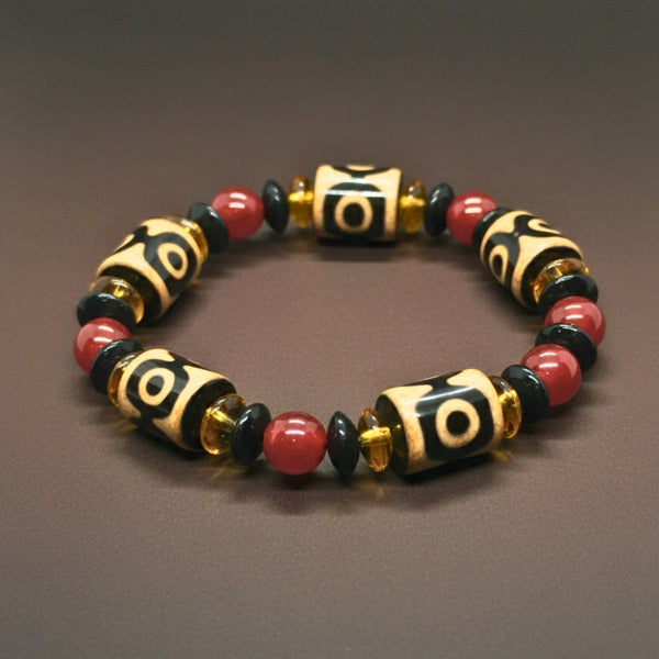 INFERNO TOTEM - 16mm Beads Bracelet with Natural Stone - Adjustable Bracelet
