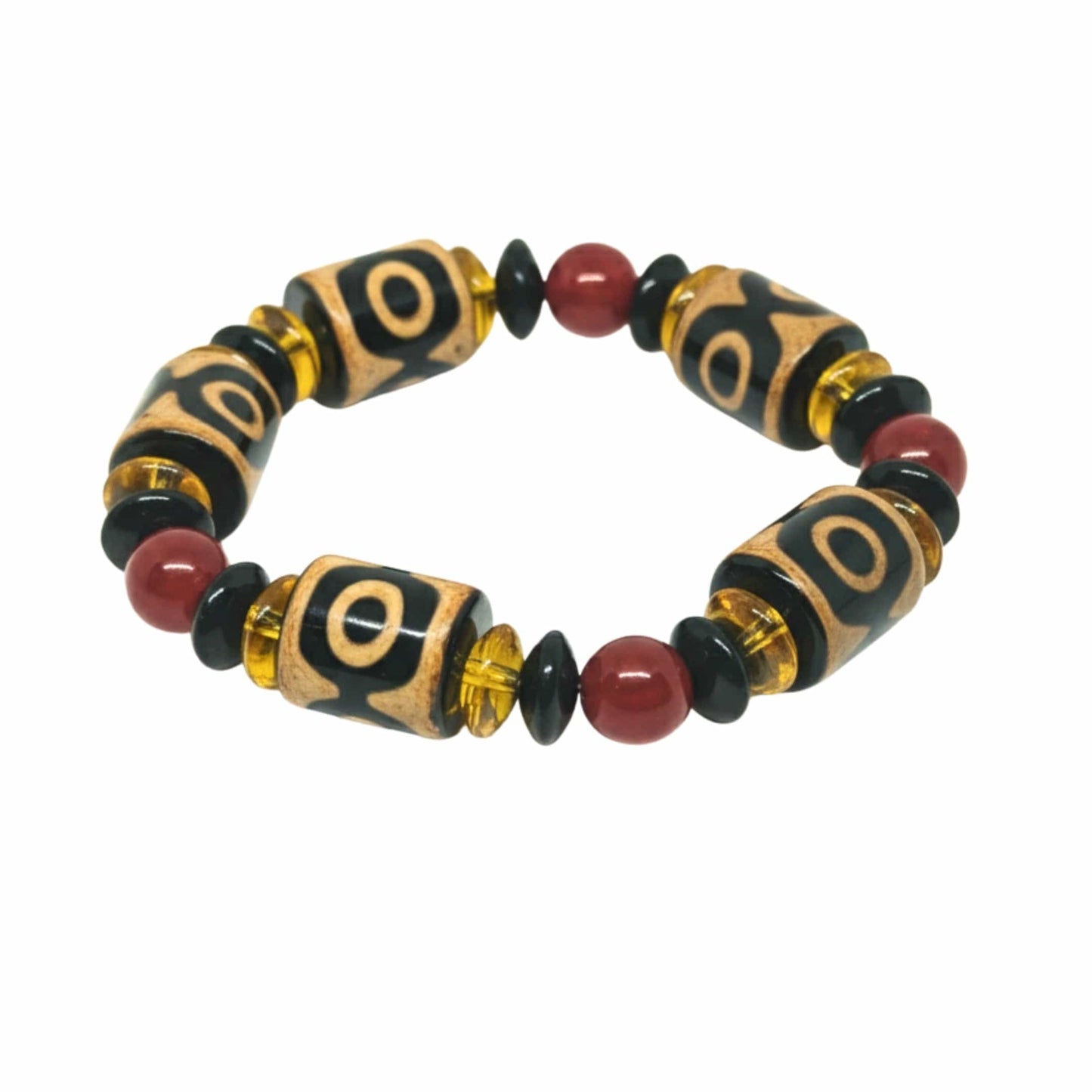 THE MEN THING Bead Bracelets INFERNO TOTEM - 16mm Beads Bracelet with Natural Stone - Adjustable Bracelet
