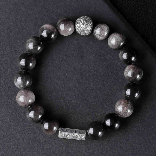 ONYX MANTRA - 12mm Beads Bracelet with Natural Stone Adjustable Bracelet for Men & Boys