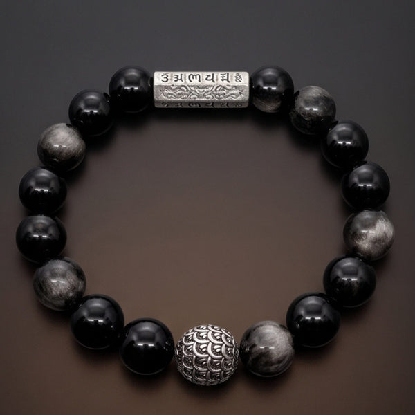 ONYX MANTRA - 12mm Beads Bracelet with Natural Stone Adjustable Bracelet for Men & Boys