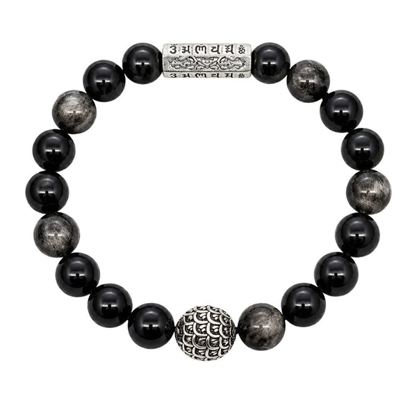 ONYX MANTRA - 12mm Beads Bracelet with Natural Stone Adjustable Bracelet for Men & Boys