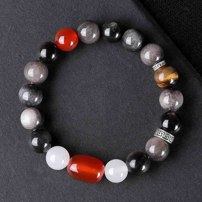 THE MEN THING Bead Bracelets ONYX STACK - 12mm Beads Bracelet with Natural Stone Adjustable Bracelet for Men & Boys