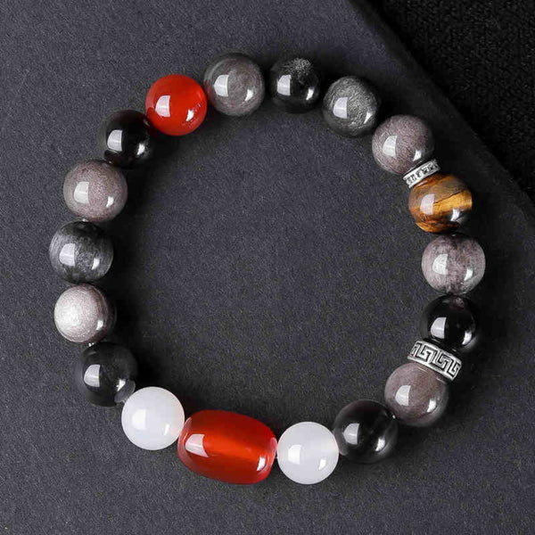 ONYX STACK - 12mm Beads Bracelet with Natural Stone Adjustable Bracelet for Men & Boys