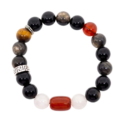 THE MEN THING Bead Bracelets ONYX STACK - 12mm Beads Bracelet with Natural Stone Adjustable Bracelet for Men & Boys