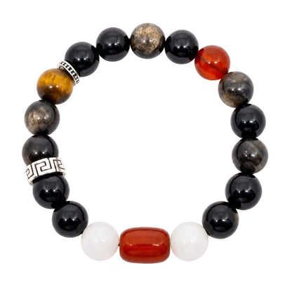 THE MEN THING Bead Bracelets ONYX STACK - 12mm Beads Bracelet with Natural Stone Adjustable Bracelet for Men & Boys