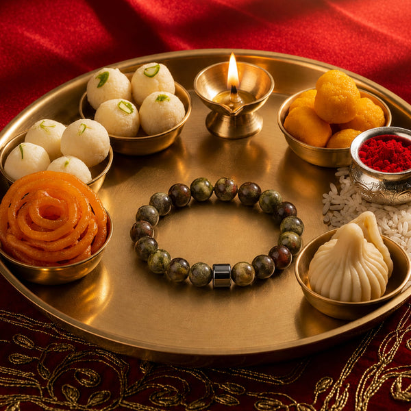 The Perfect Rakhi Gift For Every Brother – AZURITE BROWN - Premium Beads Bracelets With Timeless Style (7inch)