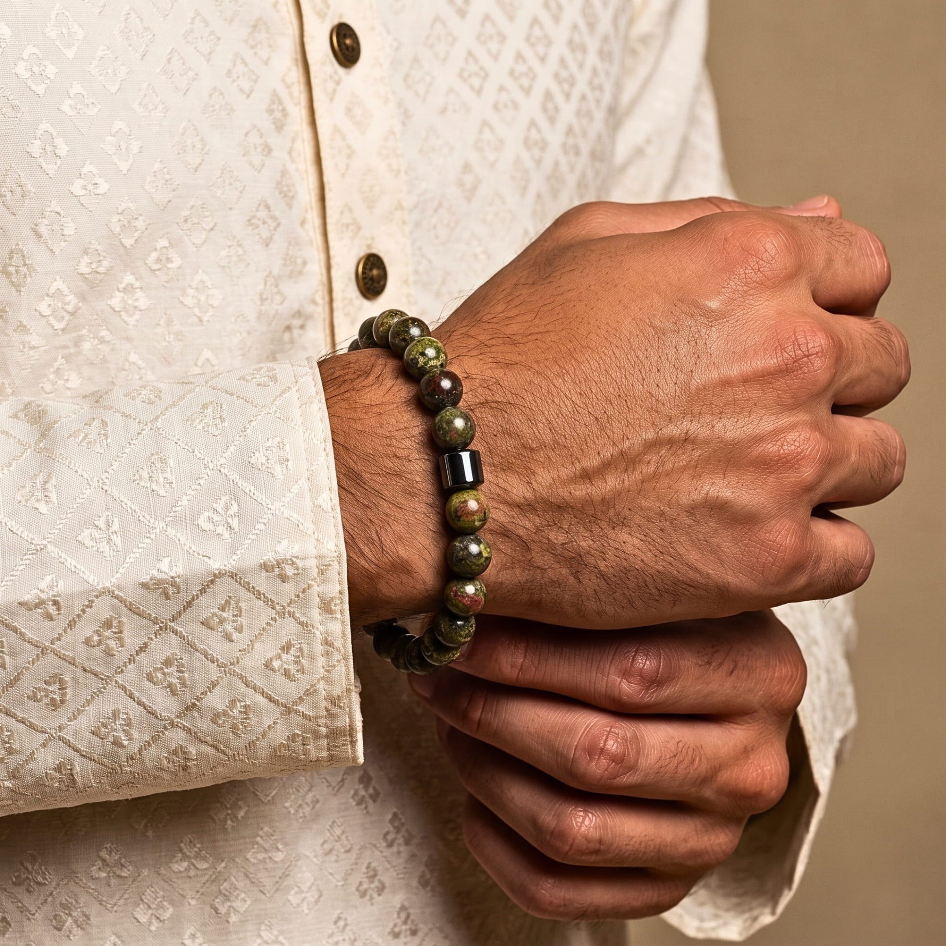 THE MEN THING Bead Bracelets The Perfect Rakhi Gift For Every Brother – AZURITE BROWN - Premium Beads Bracelets With Timeless Style (7inch)