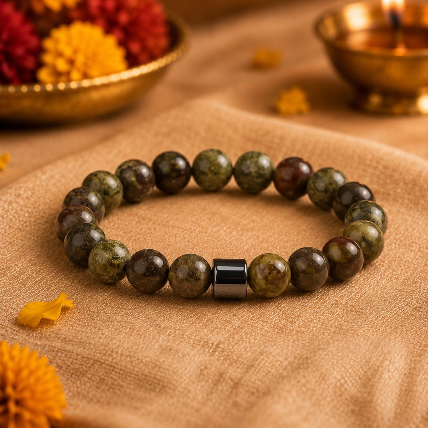 THE MEN THING Bead Bracelets The Perfect Rakhi Gift For Every Brother – AZURITE BROWN - Premium Beads Bracelets With Timeless Style (7inch)