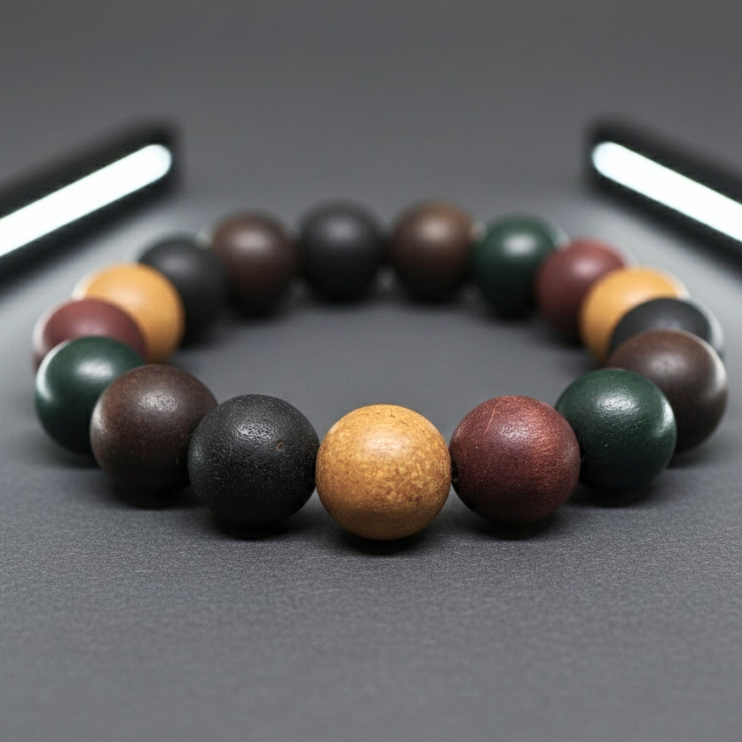 THE MEN THING Bead Bracelets TRIBAL ESSENCE - 14mm Beads Bracelet with Natural Stone - Adjustable Bracelet