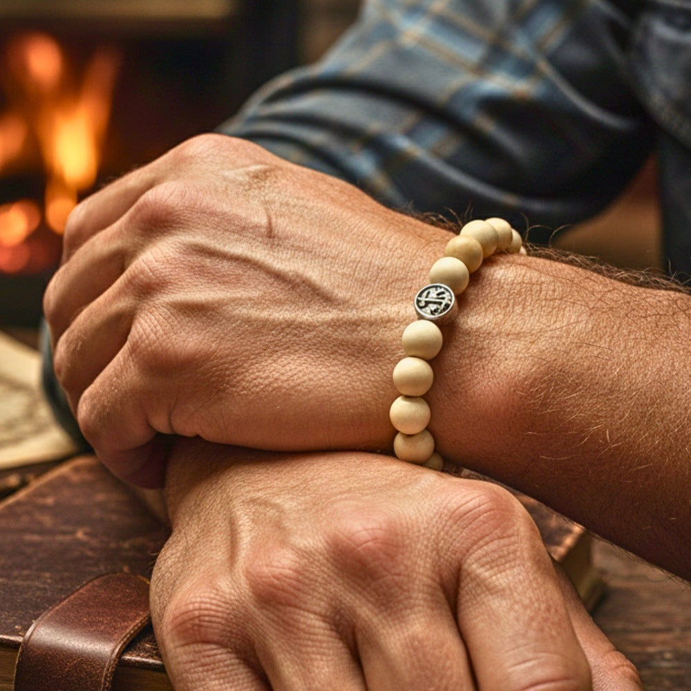 THE MEN THING Bead Bracelets ZEN HOURS - 12mm Beads Bracelet with Natural Stone - Adjustable Bracelet