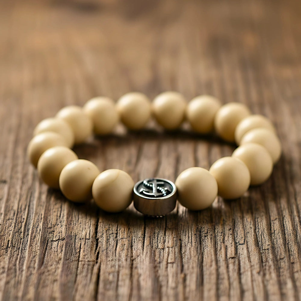 THE MEN THING Bead Bracelets ZEN HOURS - 12mm Beads Bracelet with Natural Stone - Adjustable Bracelet