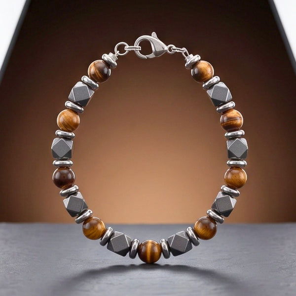 HEXSTONE TIGER - 7mm Beads Bracelet with Natural Stone - 7.5 to 8.5 inch Adjustable Bracelet