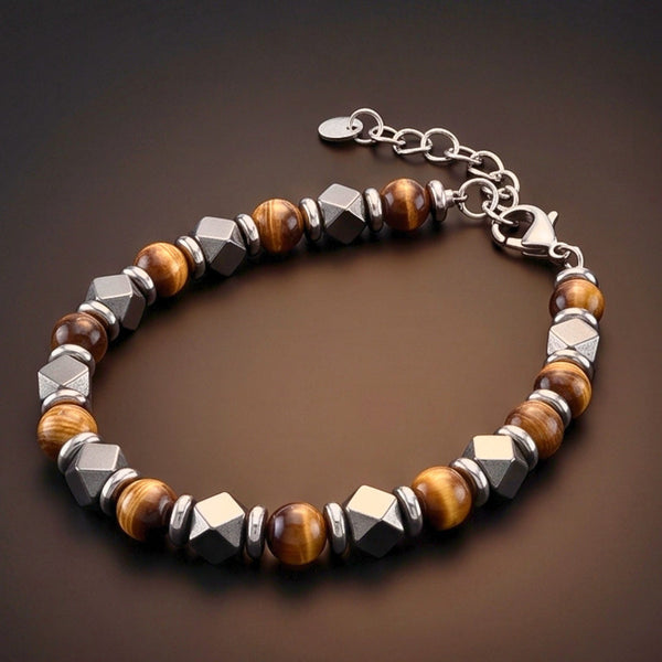 HEXSTONE TIGER - 7mm Beads Bracelet with Natural Stone - 7.5 to 8.5 inch Adjustable Bracelet