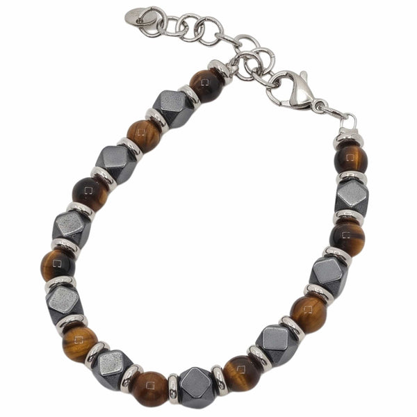 HEXSTONE TIGER - 7mm Beads Bracelet with Natural Stone - 7.5 to 8.5 inch Adjustable Bracelet