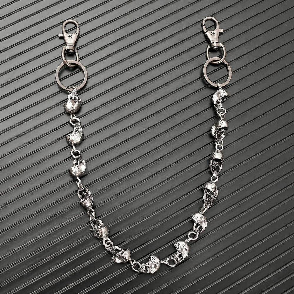 THE MEN THING Biker Fashion CLASSIC SKULL - Antique Steel 15mm Titanium Steel Heavy Biker Chain for Jeans with Lobster Clasps for Men & Boys - 23 inch