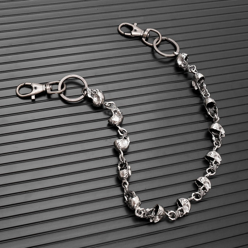 THE MEN THING Biker Fashion CLASSIC SKULL - Antique Steel 15mm Titanium Steel Heavy Biker Chain for Jeans with Lobster Clasps for Men & Boys - 23 inch