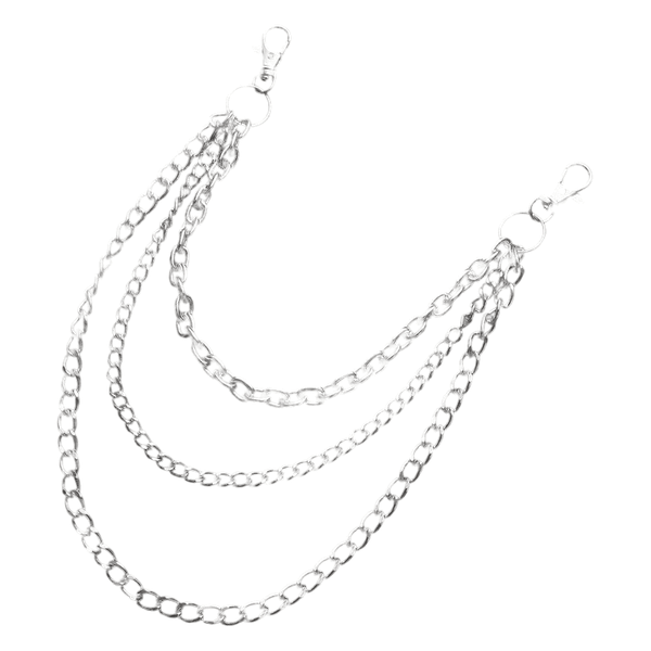 DRAPE TRI - లేయర్ సిల్వర్ - అల్లాయ్ మల్టీ-లేయర్ బైకర్ జీన్స్ చైన్‌తో కూడిన లోబ్‌స్టర్ క్లాస్ప్స్ కోసం పురుషులు & అబ్బాయిలు - 30 అంగుళాలు